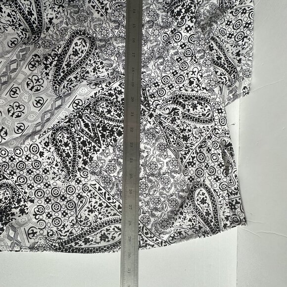 Blue Diamond Plus Babydoll Tunic Top Womens‎ 18W B/W Paisley Boho Office Work - Picture 7 of 8